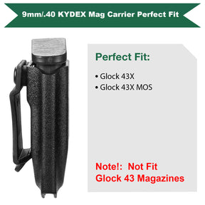 Glock 43X / G43X MOS Mag Carrier IWB/OWB Magazine Holster 9mm/.40 Stack Fit: Glock 43X / 43X MOS Magazine, Not Fit Glock 43|WARRIORLAND