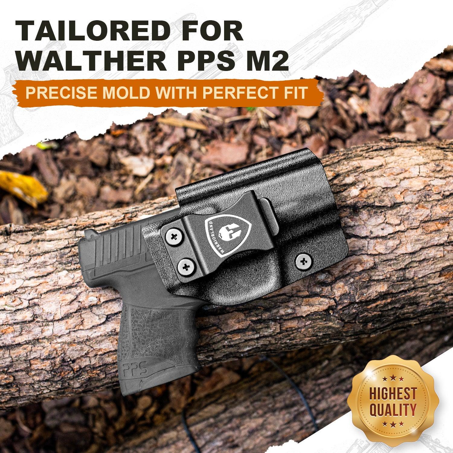 Walther PPS M2 Holster IWB Kydex Holster Optics Cut Fit Walther PPS M2 Pistol, Inside Waistband Appendix Carry PPS M2 Holster, Adj. Retention & Cant, Right Hand|WARRIORLAND