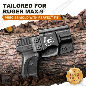 Ruger MAX-9 Holster IWB Kydex Holster Optics Cut: Ruger Max 9 Pistol, Inside Waistband Appendix Carry MAX 9mm Holster, Adj. Retention & Cant, Right/Left Hand Optional|WARRIORLAND