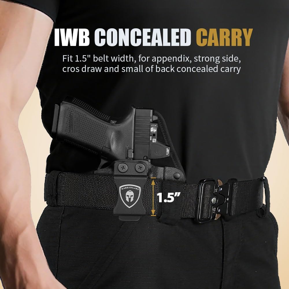 WARRIORLAND Universal Hybrid IWB Gun Holster for Glock 17 19 43X MOS, Sig P320, Taurus G2C, M&P M2.0, Springfield, CZ, Ruger & More – Kydex + Nylon Concealed Carry, Optic Cut, Adj. Cant & Retention WARRIORLAND