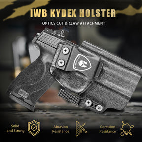 IWB Kydex Holster with Claw Attachment and Optic Cut Fit Smith & Wesson M&P 9mm / .40 Pistol, Inside Waistband Appendix Carry M&P 9mm Holster, Adj. Cant & Retention, Right Hand|WARRIORLAND