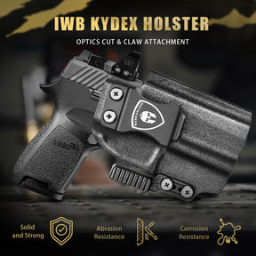 Sig P320 IWB Kydex Holster with Claw Attachment and Optic Cut: Sig Sauer P320 Compact M18 / P320 Fullsize M17, Inside Waistband Appendix Carry P320 Holster, Adj. Cant & Retention, Right|WARRIORLAND