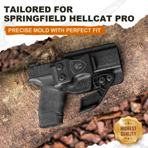 Springfield Hellcat Pro Holster  IWB Kydex Holster with Claw Optics Cut: Springfield Armory Hellcat Pro Pistol, Inside Waistband Appendix Carry Pro Holster, Adj. Retention & Cant, Right Hand |WARRIORLAND