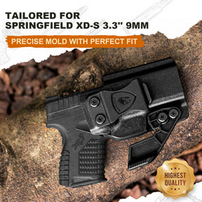 Springfield XD-S 3.3'' Holster IWB KYDEX Holster with Claw Optics Cut for Springfield XDS 3.3", Inside Waistband Appendix Carry Holster XDS, Adjustable Cant & 'Posi-Click' Retention, Right Hand |WARRIORLAND