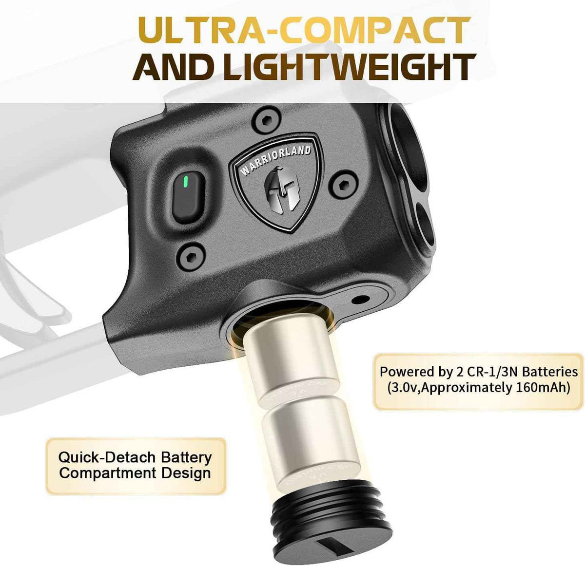 WARRIORLAND SLL-110G Pistol Light Laser – Fits Springfield Hellcat Pro | 150-Lumen Trigger Mounted Tactical Light with Green Laser, White LED, Power Indicator & 3 Modes (Strobe/Constant/Laser Only)