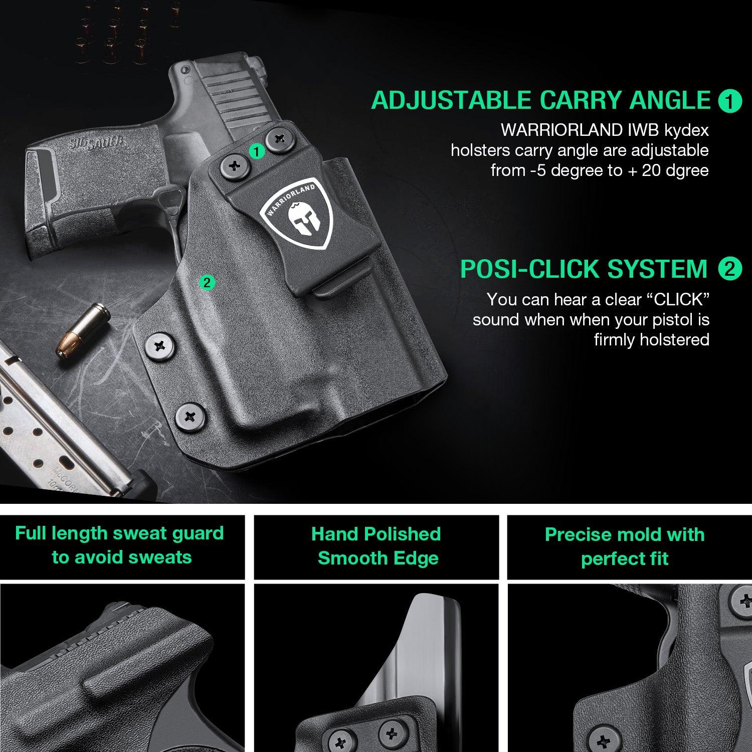 P365 TLR6 Holster IWB Kydex Holster Optic Cut Fit P365/P365X/P365 SAS/P365XL w/TLR-6, Inside Waistband Concealed Carry Holster, Adj. Cant & Retention, Right Hand|WARRIORLAND