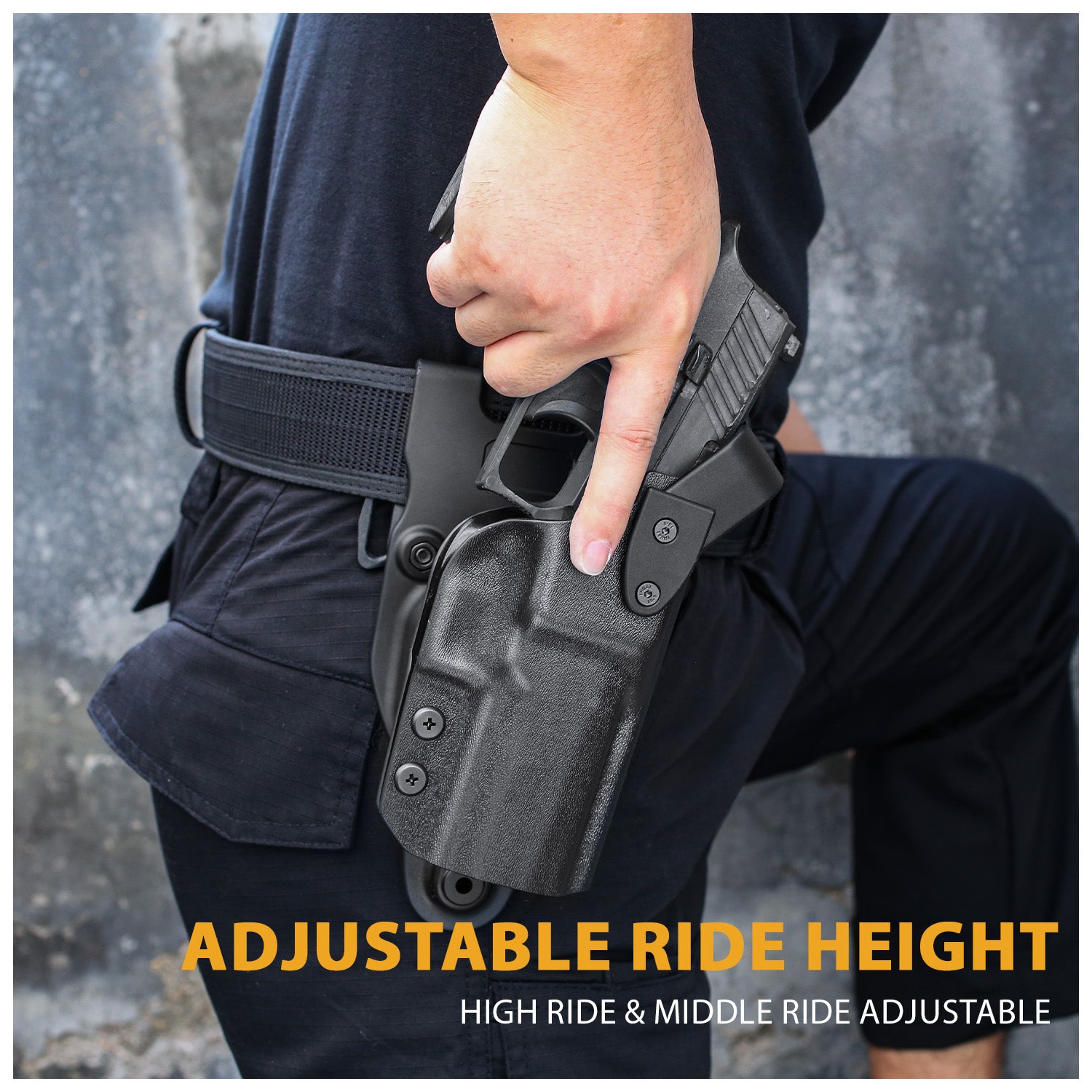P320 Duty Holster Level II Retention w/Hook Guard & Rotating Hood: Sig Sauer P320 Compact M18, Outside Waistband Holster Sig P320, Adj. Retention & Ride Height, Right|WARRIORLAND