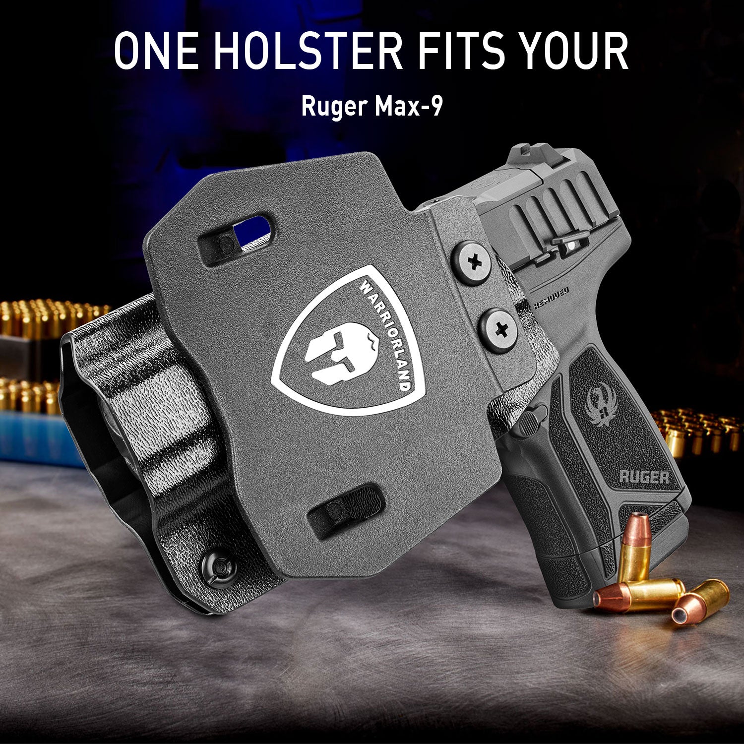 OWB Holster Optics Cut Fit Ruger Max-9 Pistol, Outside Waistband Open Carry Max 9 Holster with 1.75 Inch Paddle, Adj. Retention & Cant, Right Hand|WARRIORLAND WARRIORLAND