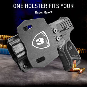 OWB Holster Optics Cut Fit Ruger Max-9 Pistol, Outside Waistband Open Carry Max 9 Holster with 1.75 Inch Paddle, Adj. Retention & Cant, Right Hand|WARRIORLAND WARRIORLAND