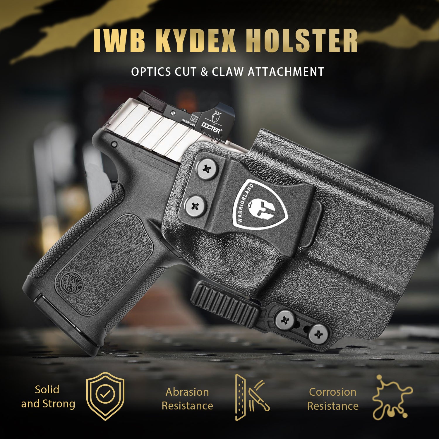 IWB Kydex Holster with Claw Attachment and Optic Cut Fit Smith & Wesson SD9VE & SD40VE Pistol, Inside Waistband Appendix Carry SD9 VE Holster, Adj. Cant & Retention, Right Hand|WARRIORLAND