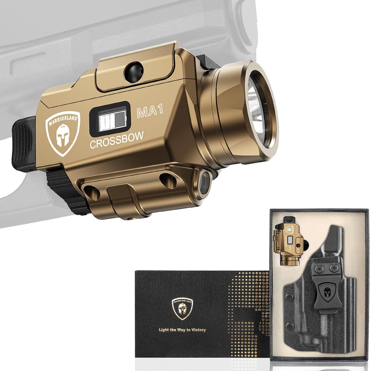 WARRIORLAND IWB Holster w/ MA1 800-Lumen Green Laser Light Combo for S&W M&P Shield EZ 9mm/.30, Right Hand, Rechargeable & Power Indicator WARRIORLAND