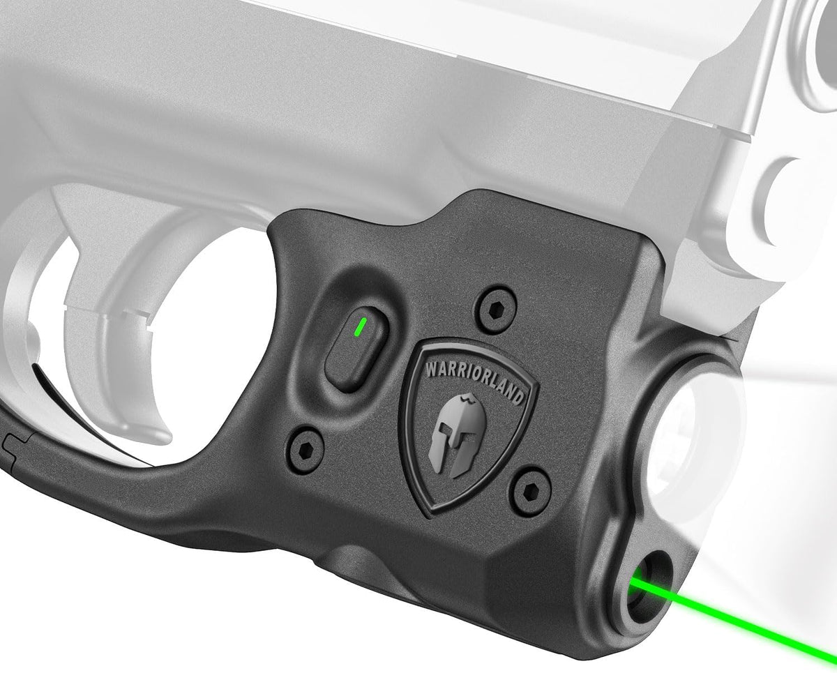 WARRIORLAND Pistol Light Laser Combo Fits S&W M&P Shield M2.0 9mm/.40, Compact 150-Lumen Trigger Mounted Tactical Weapon Light with Green Laser & White LED, Power Indicator & 3 Light Mode Options