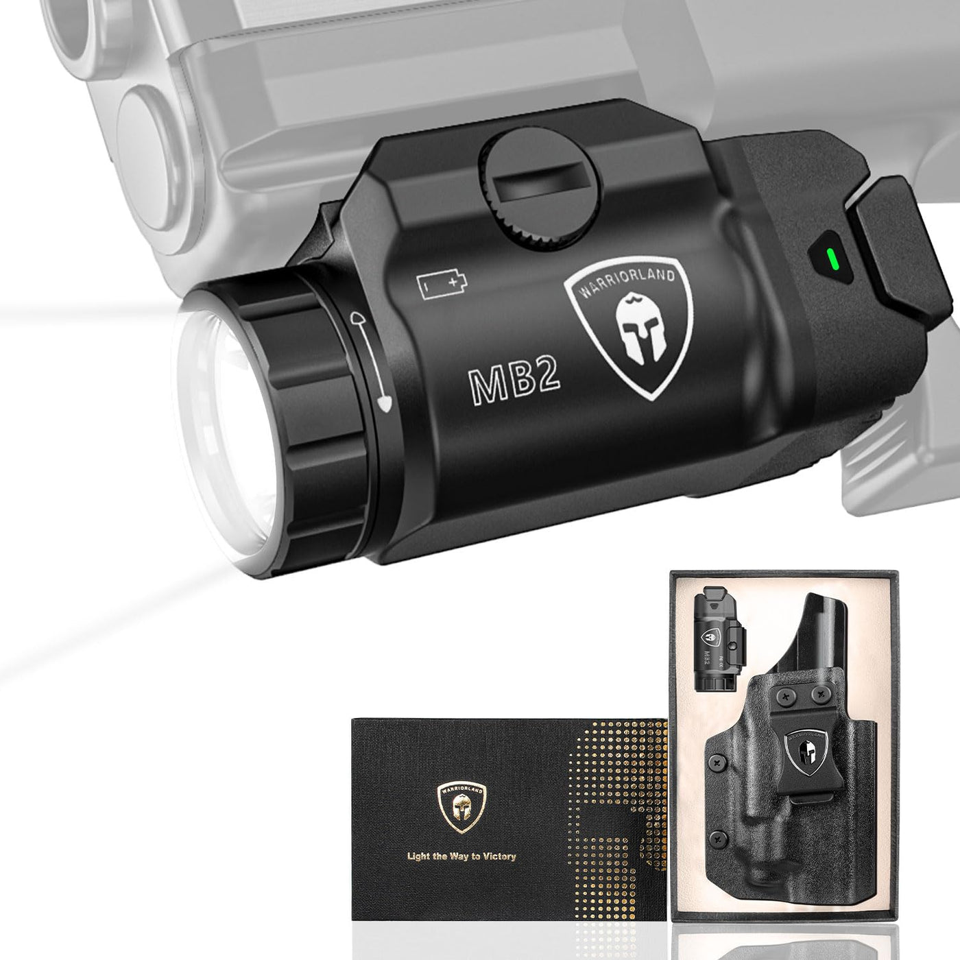 WARRIORLAND 500 Lumen White LED Tactical Light with S&W SD9 VE / SD40 VE IWB Kydex Holster Combo-Compact Rail Mounted Weapon Light,with Battery Included MB2/SD9 Holster ‎WARRIORLAND