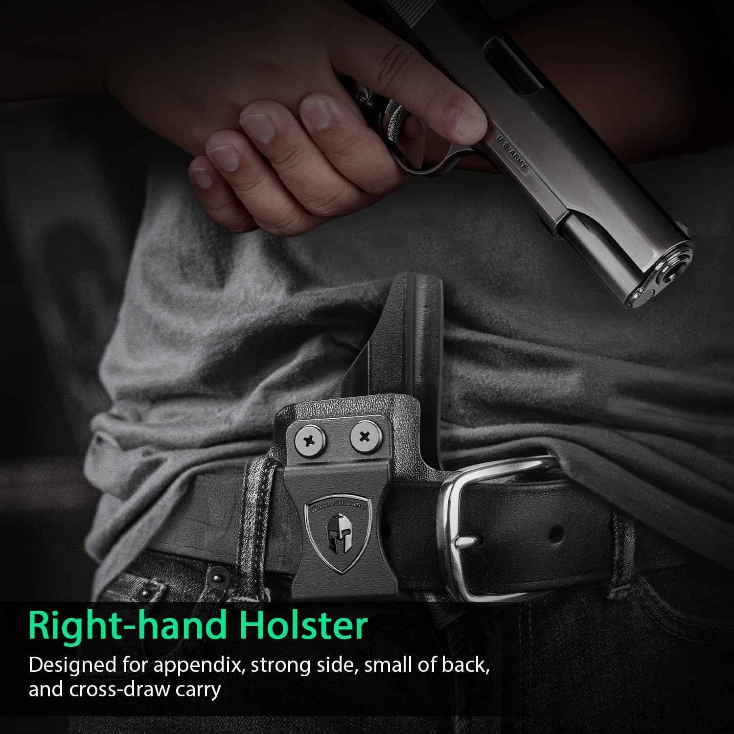 WARRIORLAND IWB Kydex Holster w/Claw & Optic Cut for 5" No-Rail 1911 (Colt · Kimber · Springfield · Ruger · S&W · Sig · RIA · Tisas) - Concealed Carry, Adjustable Cant & Retention, Right Hand Draw