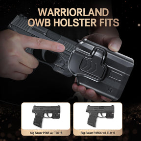 WARRIORLAND P365 TLR-6 OWB Holster Index Finger Release Fit P365 / P365X with TLR6, Outside Waistband Carry Holster for P365X TLR6, 360 Degree Adj. Belt Clip Fit 1.5-2.25 Inch Belt, Right Hand