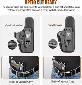 WARRIORLAND IWB Hybrid Holster for 5" 1911 No-Rail (Colt · Kimber · Ruger · S&W · Sig · RIA · Tisas) - Optic Cut, Adjustable Cant/Height/Retention, Ultimate Comfort Leather-Kydex, Right Hand Draw