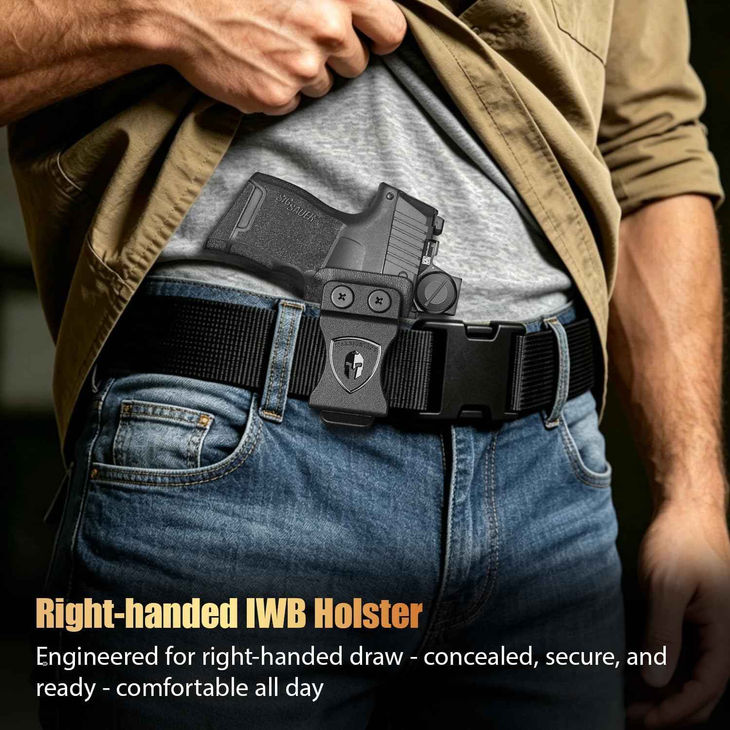 Sig P365 / P365X / P365 SAS IWB Kydex Holster w/Mini Claw - Appendix Concealed Carry, Adj. Cant & Retention, Audible Lock, Optics Cut Ready, Right Hand - WARRIORLAND