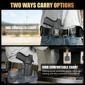 Glock 43 / 43X / 43X MOS IWB & OWB Holster - Optics Ready, Adj. Retention/Cant/Height, Removable Claw + Paddle, No Light/Laser, Right Hand - WARRIORLAND