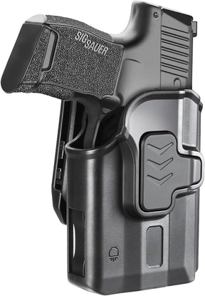 WARRIORLAND P365 TLR-6 OWB Holster Index Finger Release Fit P365 / P365X with TLR6, Outside Waistband Carry Holster for P365X TLR6, 360 Degree Adj. Belt Clip Fit 1.5-2.25 Inch Belt, Right Hand