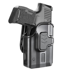 WARRIORLAND P365 TLR-6 OWB Holster Index Finger Release Fit P365 / P365X with TLR6, Outside Waistband Carry Holster for P365X TLR6, 360 Degree Adj. Belt Clip Fit 1.5-2.25 Inch Belt, Right Hand