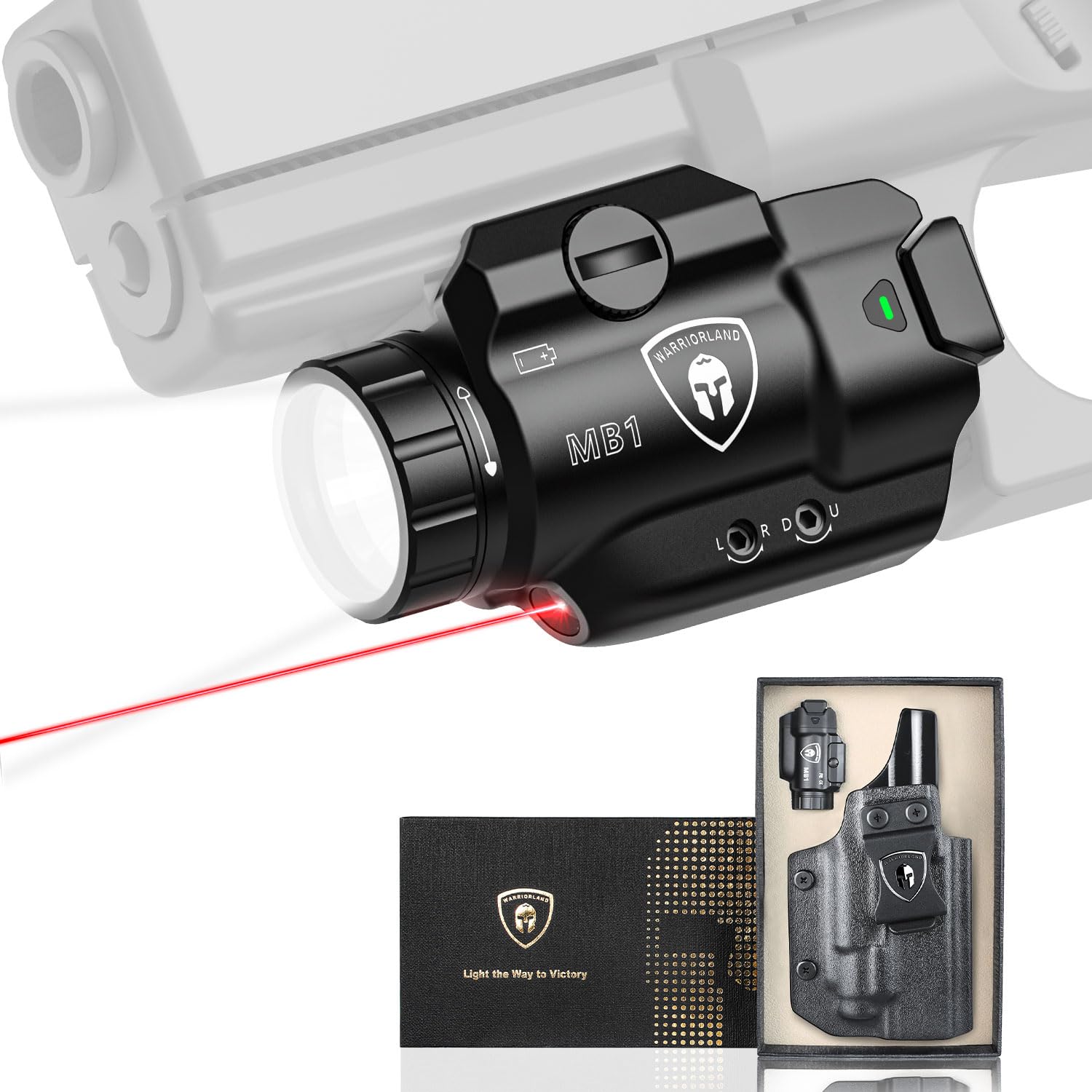 WARRIORLAND MB1 Dual LED Light & Laser Combo for Pistols WARRIORLAND MB1 Dual LED Light & Laser Combo for Pistols