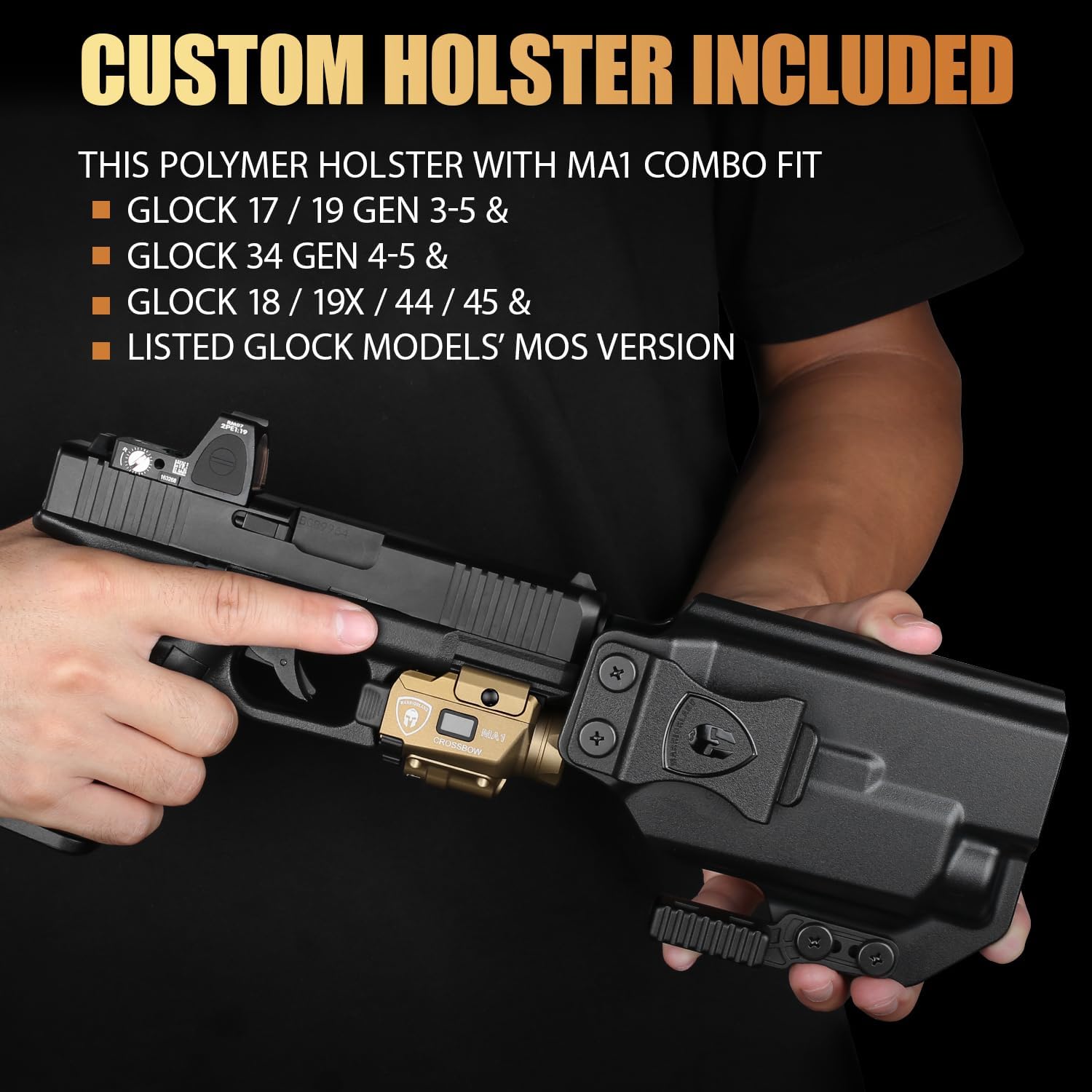 GLOCK 19 ガスガン ストロボライト付き WARRIORLAND FDE MA1 800 Lumens Rail Mounted Universal Pistol Light
