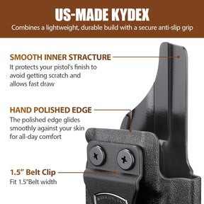 WARRIORLAND Optics Cut Kydex Appendix IWB Holster for Glock 43X MOS/43X/G43, Adjustable Cant & Retention, Right Hand Concealed Carry WARRIORLAND