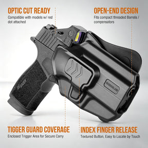 WARRIORLAND Paddle Holster, Fits Sig P365-XMACRO / P365-FUSE / P365 Xmacro COMP & P365 AXG Legion | Level II Index Finger Release, Optic Cut, Adj. Cant & Retention