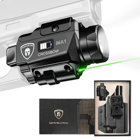 WARRIORLAND MA1 Laser Light Combo Holster Fit for Hellcat Pro, 800-lumen LED Gun Flashlight and Green Laser Weapon Pistol Light & Right-Hand IWB Holster, Rechargeable | Screen Power Indicator