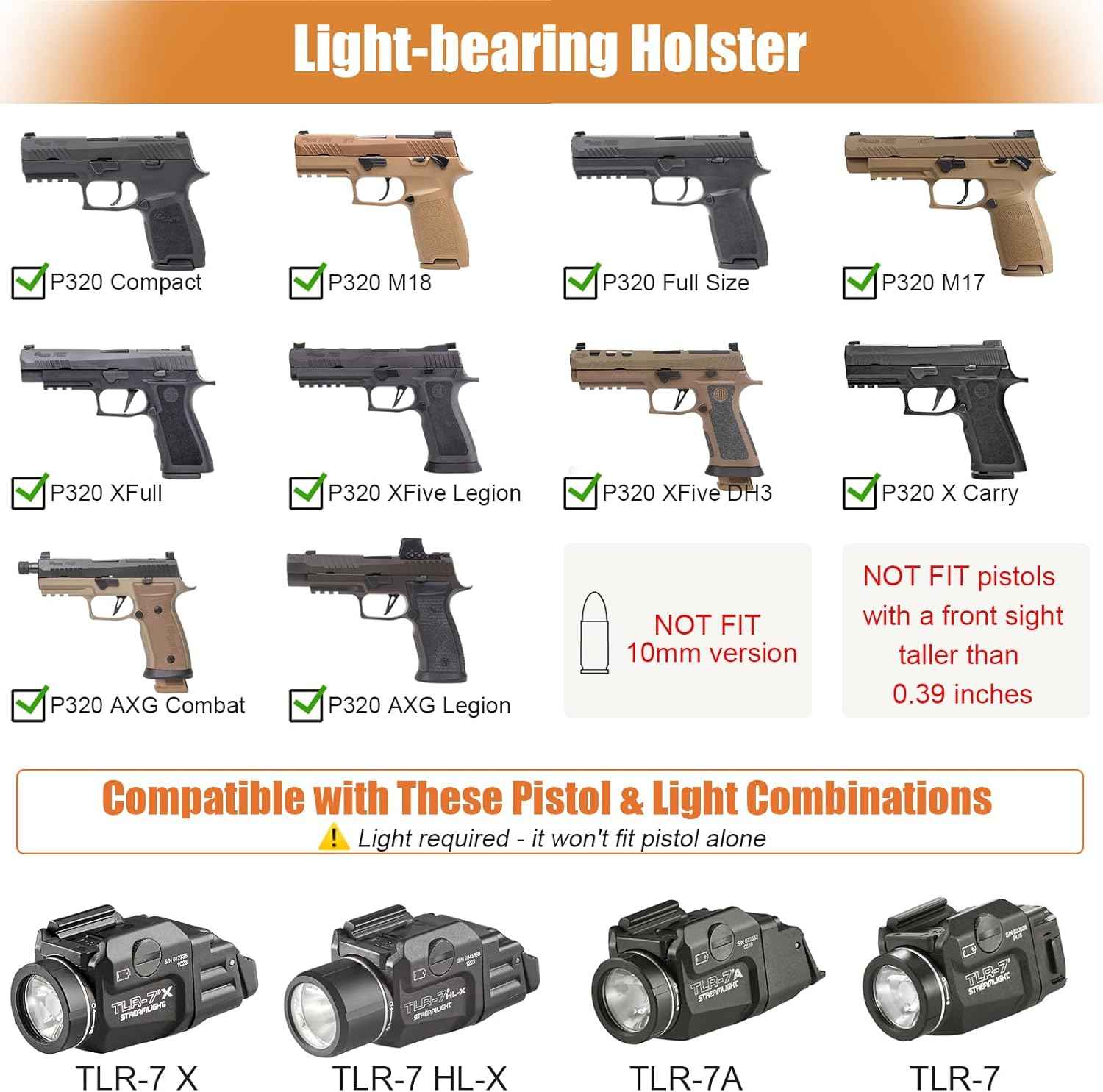 Sig P320 + TLR-7/X/HL-X/7A Light-Bearing IWB Kydex Holster – WARRIORLAND Optic-Cut Right-Hand, Adj. Cant & Posi-Click Retention
