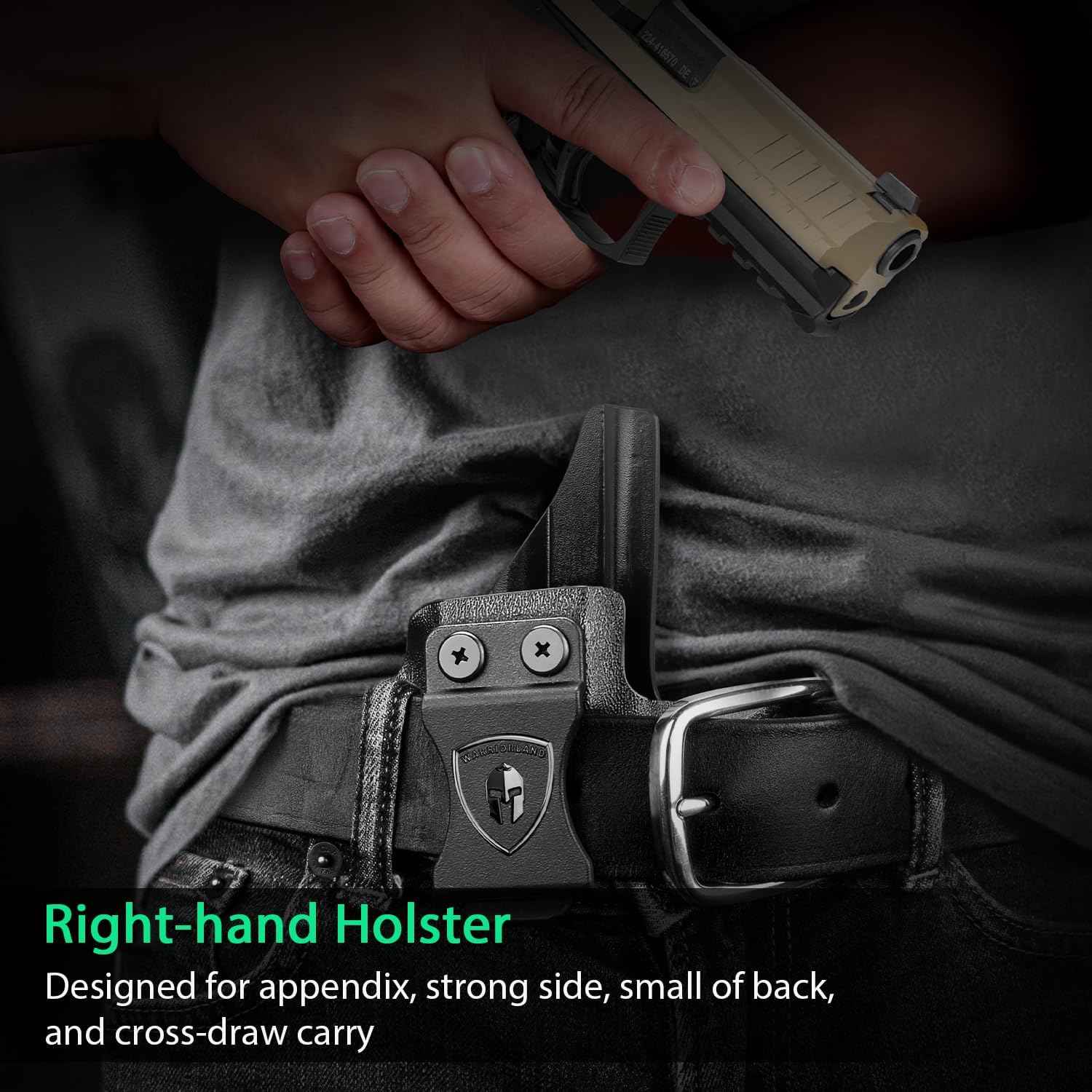 HK VP9 IWB Kydex Holster - Optic Cut + Claw, Adjustable Cant & Posi-Click Audible Lock, Right-Hand Concealed Carry - WARRIORLAND