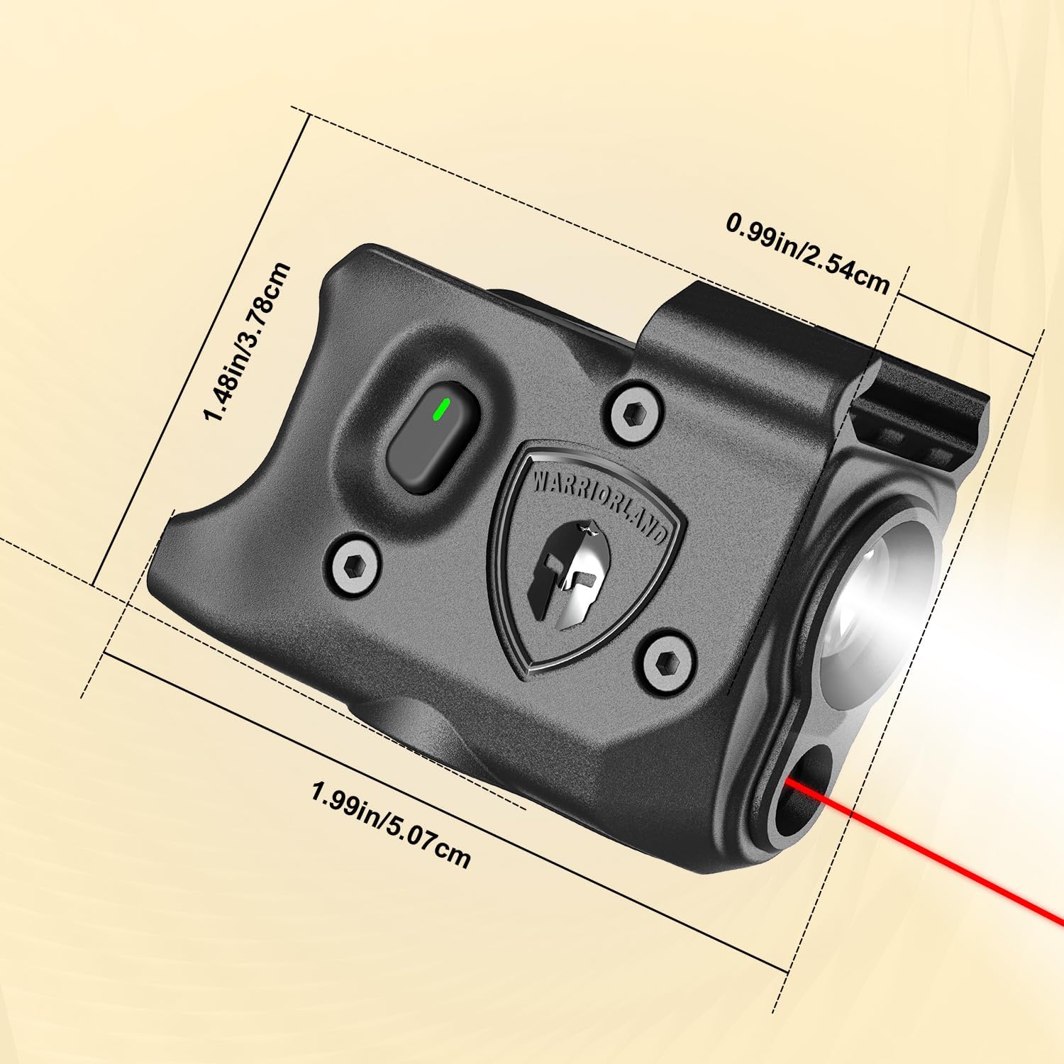 WARRIORLAND Pistol Light Laser & Holster Fit for Glock 17/19 Gen 3-5, Glock 22/23/31/32 Gen 3-4 & Glock 19X/44/45, Compact 150-Lumen Trigger Tactical Light with Red Laser White LED & IWB Holster