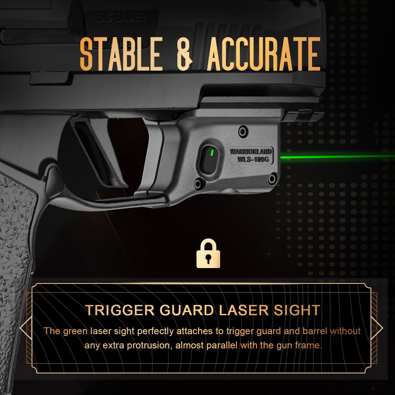 WARRIORLAND Trigger Laser Sight Tailored Fit P365X Macro Green Beam Sight, Gun Sight with Ambidextrous On/Off Switch & Power Indicator, WLS-109G