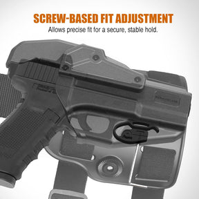 WARRIORLAND Level 2 Drop Leg Holster for 17/19/ 22/23/34 Gen 3-5 & G31/32 Gen 3-4 & 19X/44/45/47/49 & MOS Version, Optic Cut with RDS Cover, Tactical Thigh Holster with Adj. Heigh, Open Muzzle Design.
