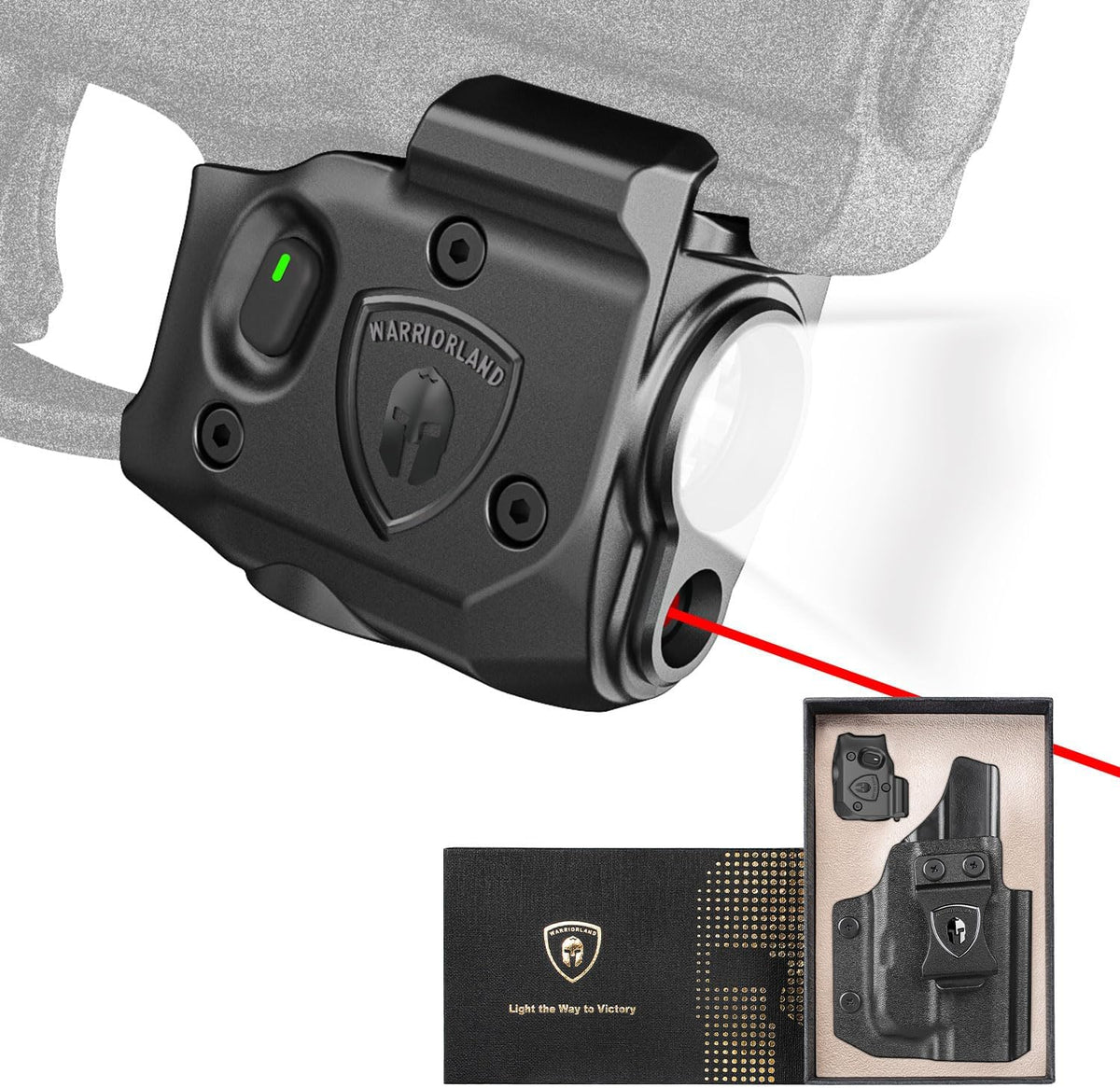 WARRIORLAND Pistol Light Laser & Holster Fit for Taurus G2C/ G3C/ PT111 G2 / PT140 G2, Compact 150-Lumen Trigger Mounted Tactical Weapon Light with Red Laser White LED & IWB Holster, Power Indicator