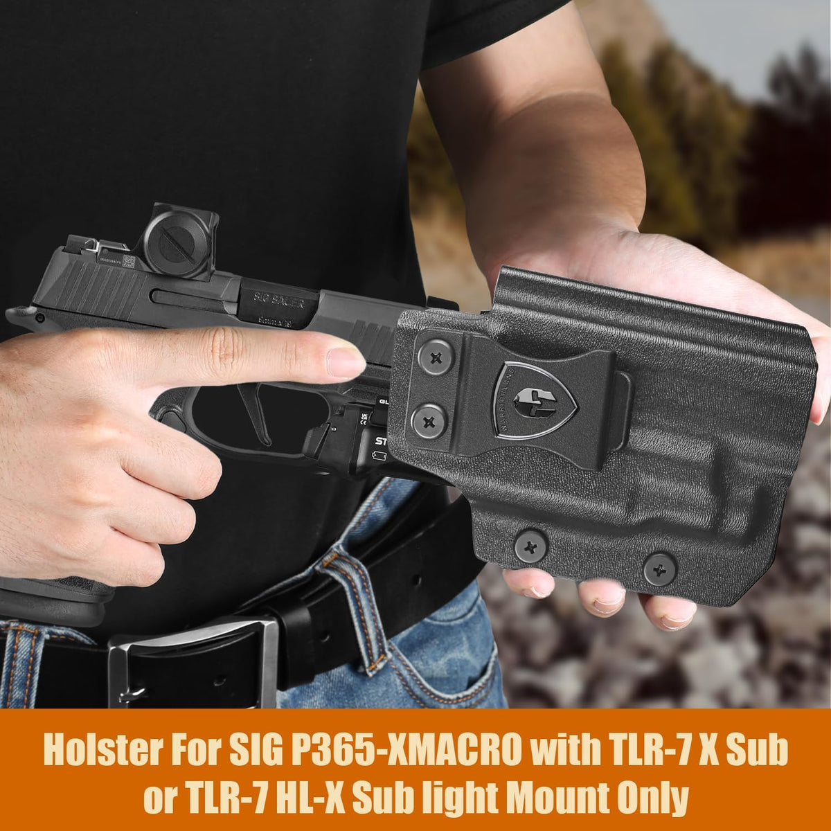 WARRIORLAND IWB Kydex Holster for Sig P365-XMACRO with TLR-7 X Sub or TLR-7 HL-X Sub, Light-Bearing Design, Optics Cut, Adjustable Cant & Posi-Click Retention, Right Hand Draw WARRIORLAND