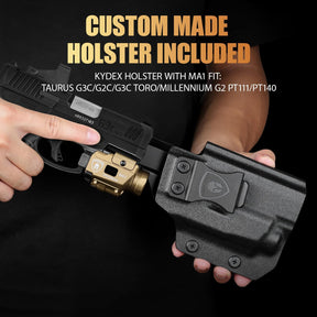 WARRIORLAND 800-Lumen FDE MA1 Pistol Laser LED Light & Holster Combo, Fit for Taurus G3C/G2C/G3C Toro / /Millennium G2 PT111/PT140, Magnetic USB Rechargeable | Screen Power Status