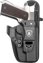 WARRIORLAND IWB Hybrid Holster for 5" 1911 No-Rail (Colt · Kimber · Ruger · S&W · Sig · RIA · Tisas) - Optic Cut, Adjustable Cant/Height/Retention, Ultimate Comfort Leather-Kydex, Right Hand Draw