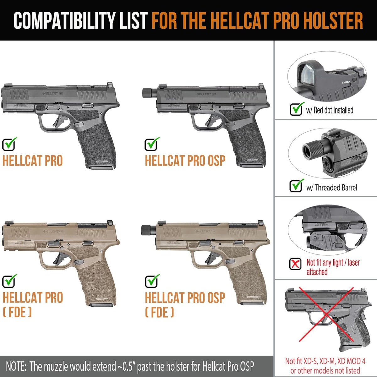 WARRIORLAND Level II Index Finger Release Paddle Holster, Fits Springfield Hellcat Pro/Hellcat RDP &OSP / Hellcat Pro Comp |, Optic Cut, Adj. Cant & Retention