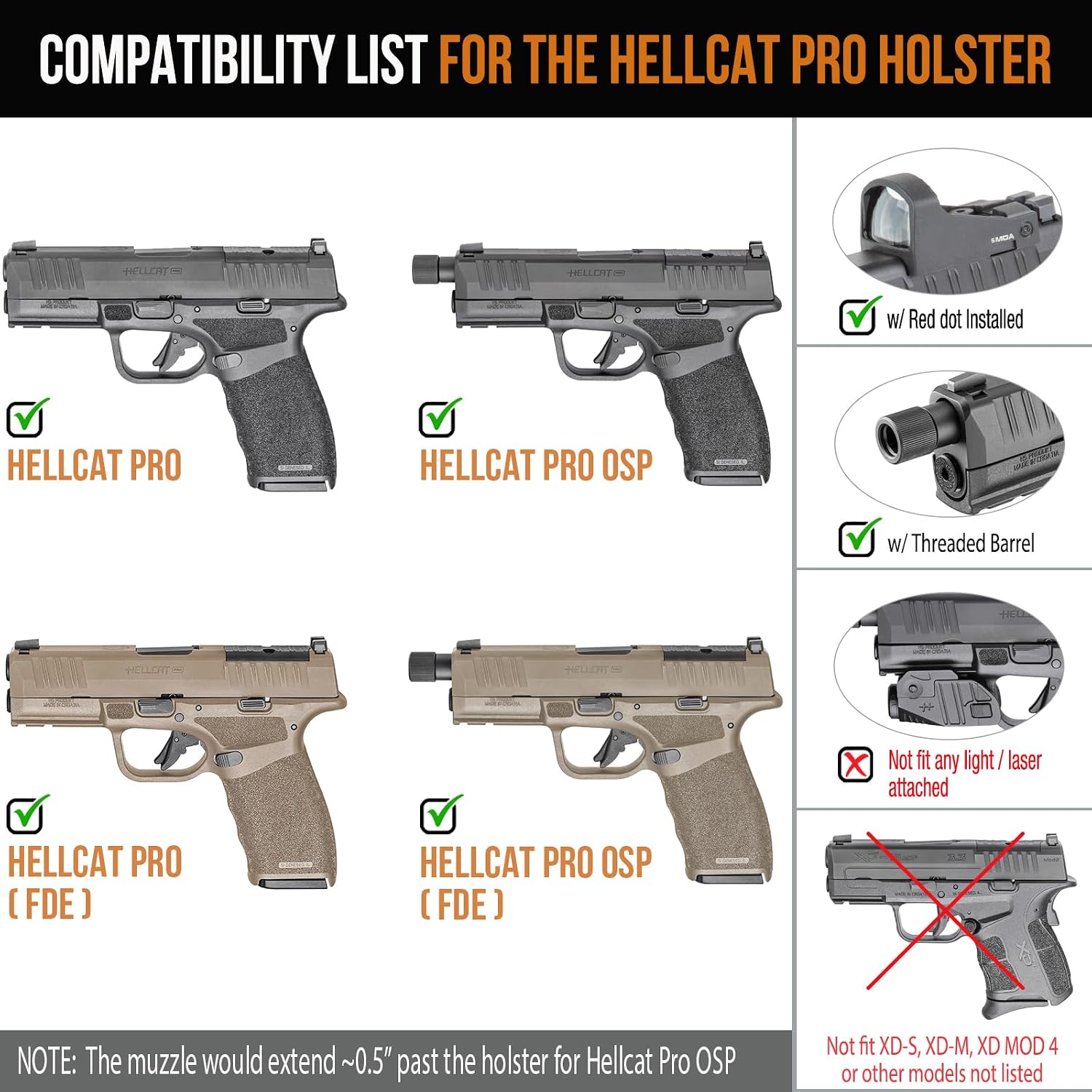 WARRIORLAND Level II Index Finger Release Paddle Holster, Fits Springfield Hellcat Pro/Hellcat RDP &OSP / Hellcat Pro Comp |, Optic Cut, Adj. Cant & Retention
