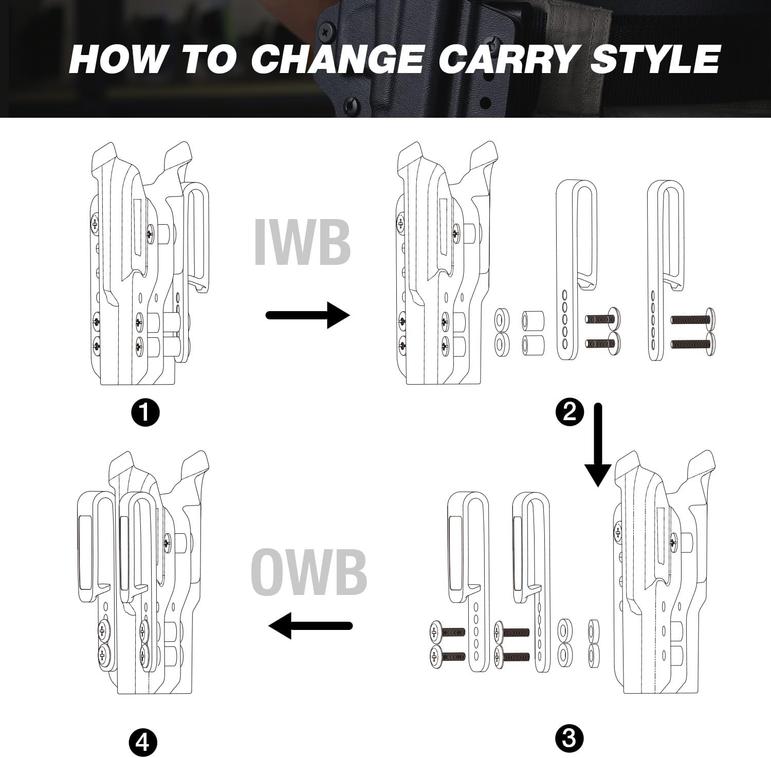 WARRIORLAND Sig P365 / P365X / P365XL IWB & OWB Convertible Holster Optics Cut: Sig Sauer P365 / P365 X & P365 XL, IWB OWB Combo Holster P365, 1.75 Belt Clip, Adjustable Ride Height, Right Hand