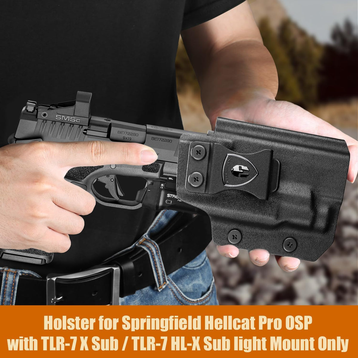 WARRIORLAND IWB Kydex Holster for Hellcat Pro OSP with TLR-7 X Sub or TLR-7 HL-X Sub, Light-Bearing Design, Optics Cut, Adjustable Cant & Posi-Click Retention, Right Hand Draw WARRIORLAND
