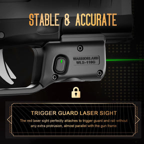 WARRIORLAND Green Trigger Laser Fit for Hellcat Pro - Compact & Lightweight Trigger Mounted Tactical Weapon Light with Battery Indicator and Ambidextrous Switch, WLS-110G