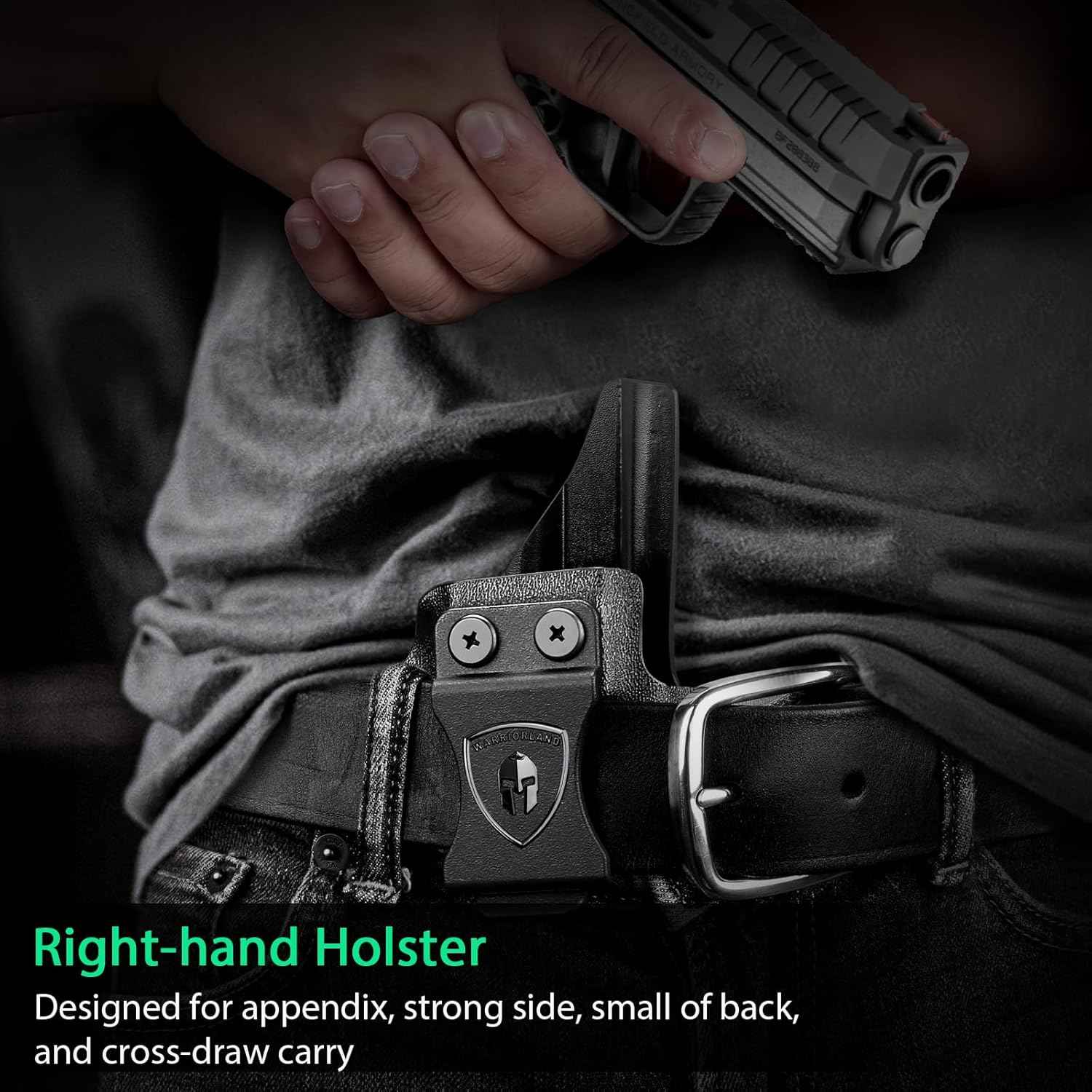 WARRIORLAND IWB Kydex Holster for Springfield XD MOD.2 / MOD.3 9mm & XD 4" .45ACP - Optic Cut + Claw, Inside Waistband Concealed Carry, Adjustable Cant & Retention, Right Hand Draw
