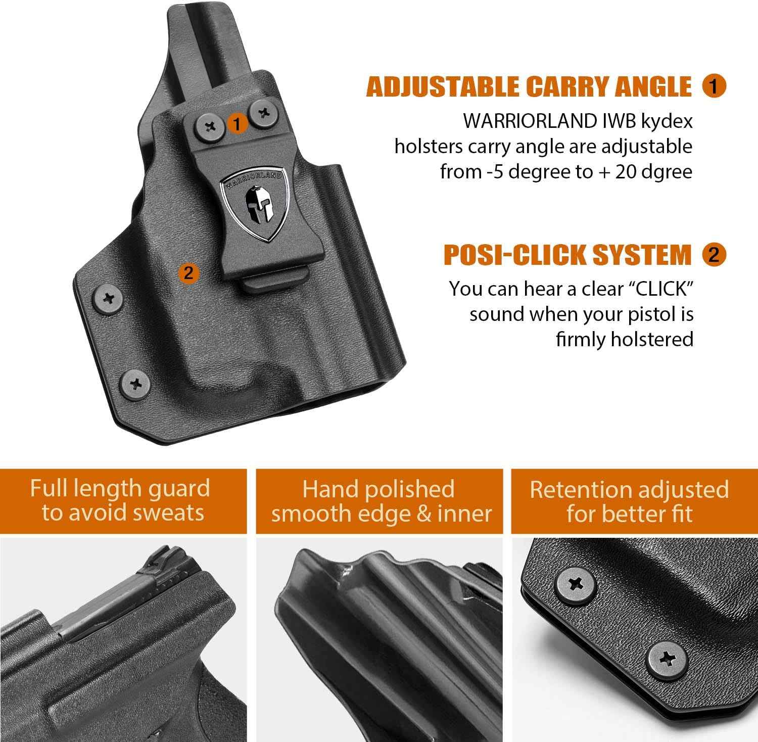 S&W M&P Shield / Shield Plus IWB Kydex Holster Light-Bearing - Fits TLR-6, Optic Cut, Adjustable Cant & Retention, Appendix Concealed Carry, Right Hand - WARRIORLAND