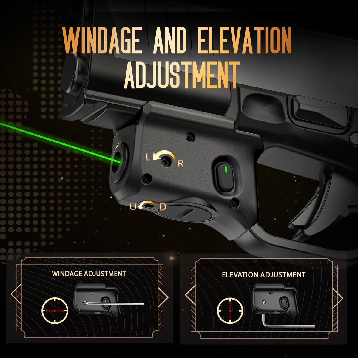 WARRIORLAND Green Trigger Laser Fit for Hellcat Pro - Compact & Lightweight Trigger Mounted Tactical Weapon Light with Battery Indicator and Ambidextrous Switch, WLS-110G