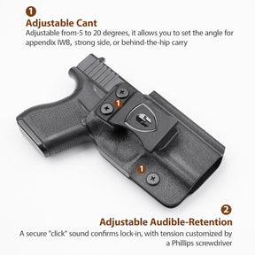 WARRIORLAND Optics Cut Kydex Appendix IWB Holster for Glock 43X MOS/43X/G43, Adjustable Cant & Retention, Right Hand Concealed Carry WARRIORLAND