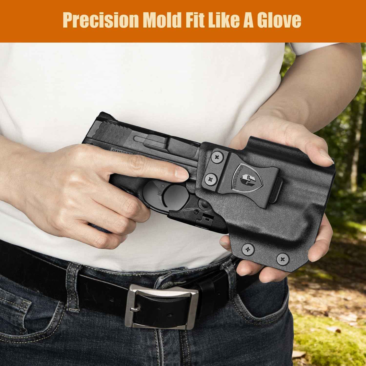 S&W M&P Shield / Shield Plus IWB Kydex Holster Light-Bearing - Fits TLR-6, Optic Cut, Adjustable Cant & Retention, Appendix Concealed Carry, Right Hand - WARRIORLAND