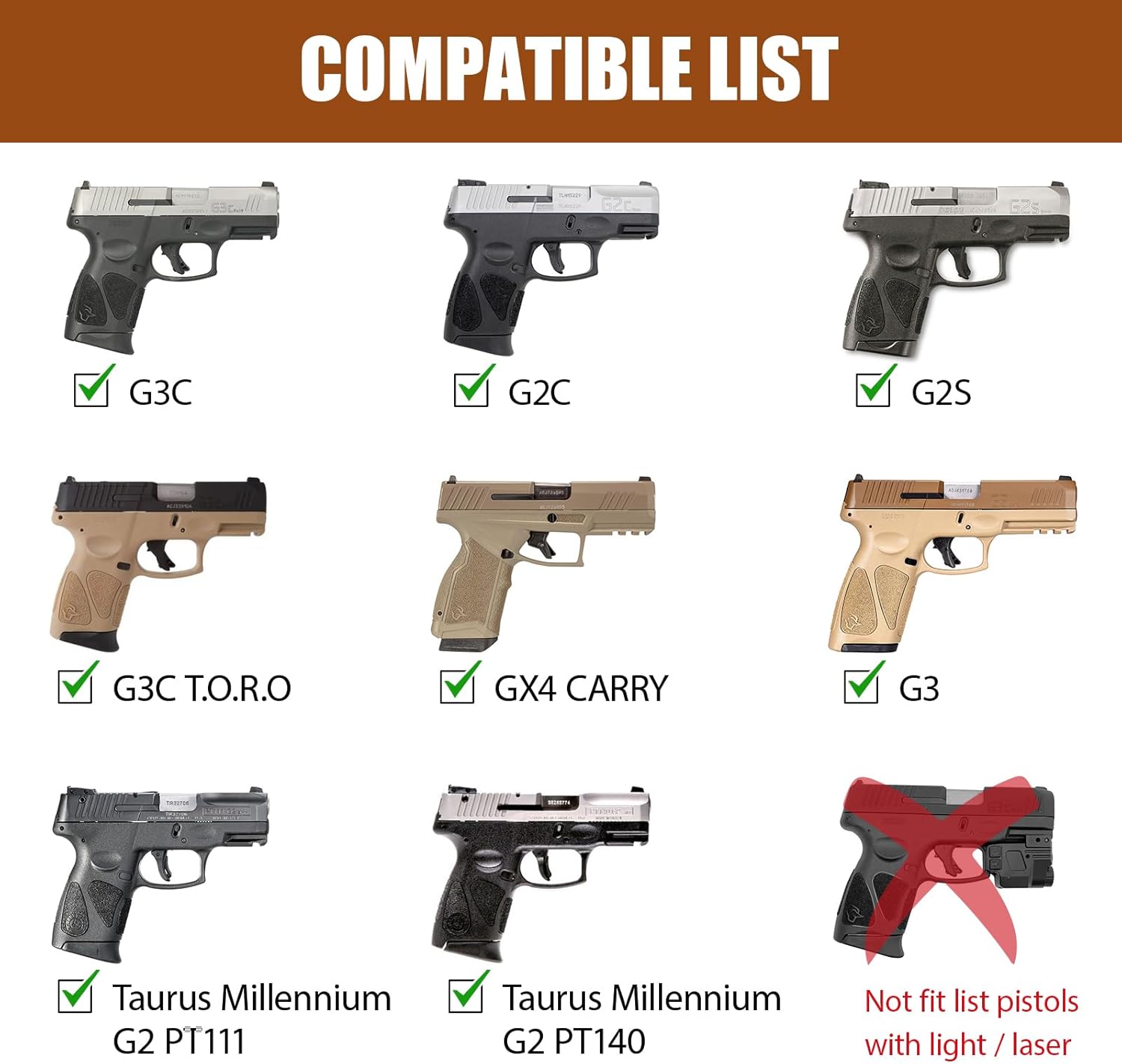 Taurus G2C / G3C / G3 / G2s / GX4 Carry / PT111 G2 / PT140 G2 IWB Hybrid Holster - WARRIORLAND Optic-Cut Right-Hand Concealed Carry, Adj. Height/Cant/Retention, Ultimate Comfort