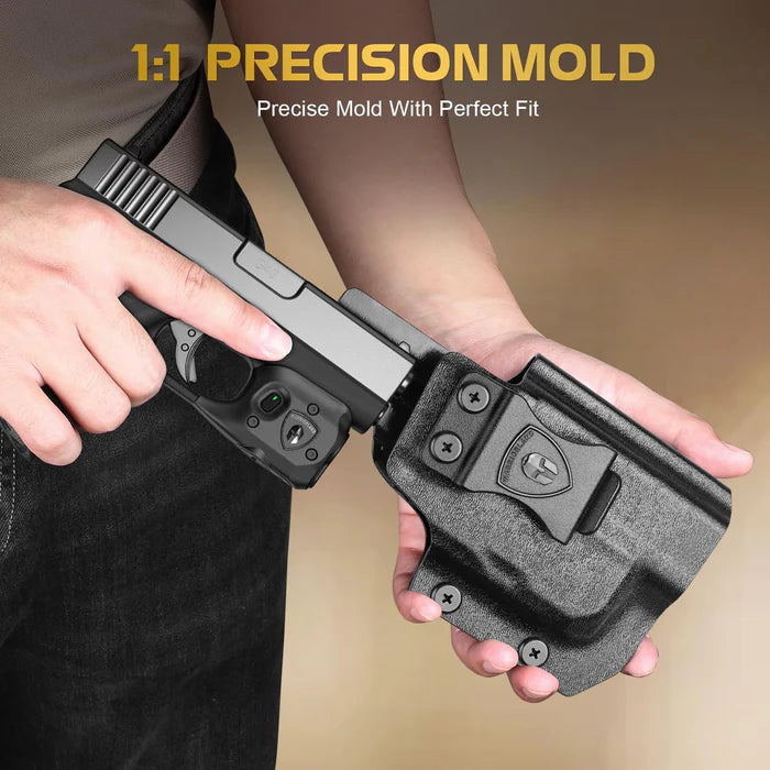 WARRIORLAND SLL-105 Pistol Light Laser & Holster Fit for Glock 48 (No Rail Version), Compact 150-Lumen Trigger Mounted Tactical Weapon Light with Red Laser White LED & IWB Holster, Power Indicator